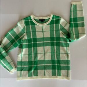 NEW Tahari Green and White Plaid Sweater - Size Large